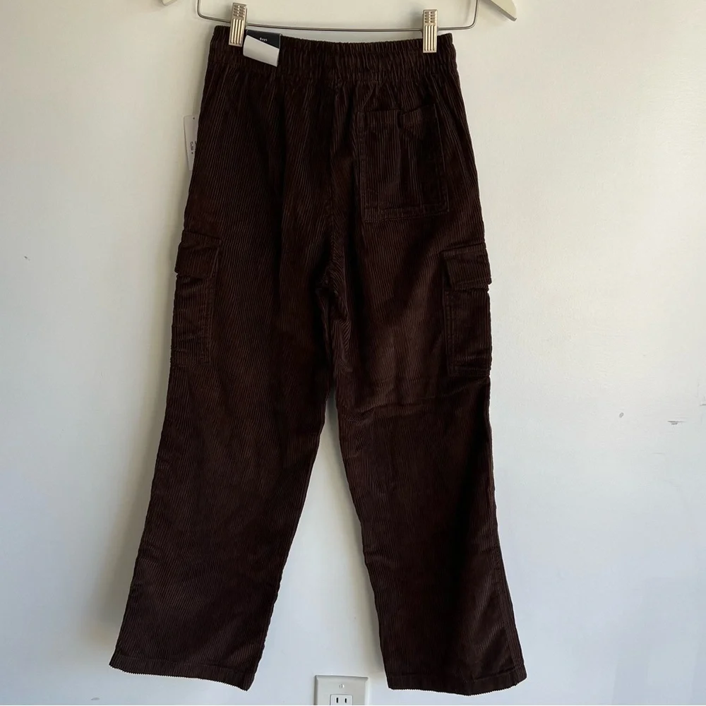 Gap Kids Corduroy Cargo Pants Brown‎ 100% Cotton Wide Leg Size 10 NWT